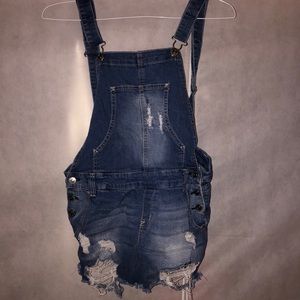 Distressed Shorts Overalls